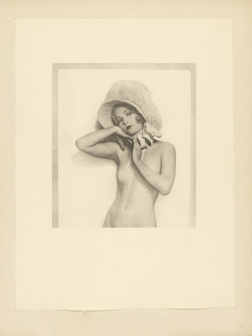 [Female Nude Wearing Lace Bonnet]