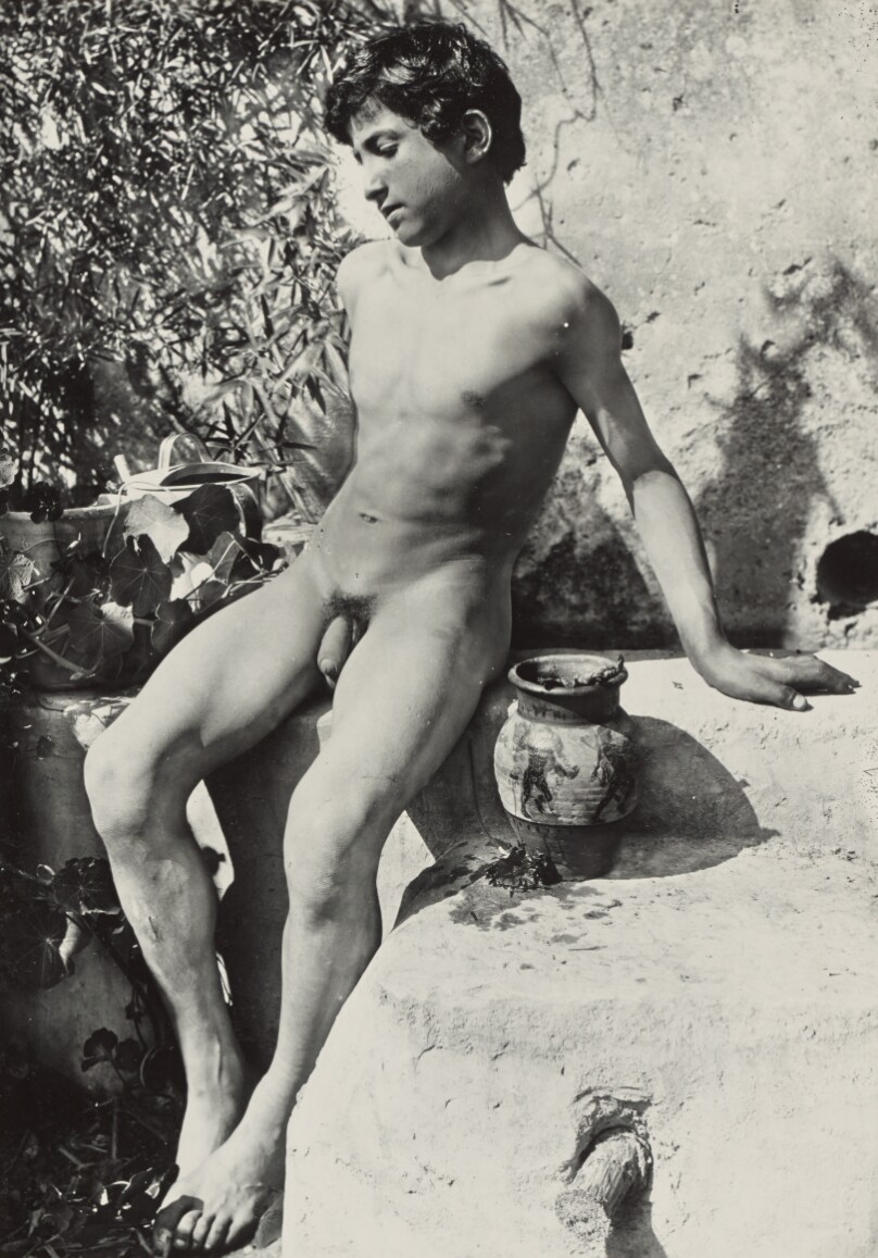 [Nude youth in garden]