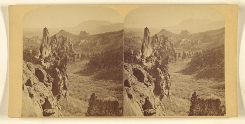 Glen Eyrie. From the North, Showing Echo Rock, Garden of the Gods, and Cheyenne Mountain.