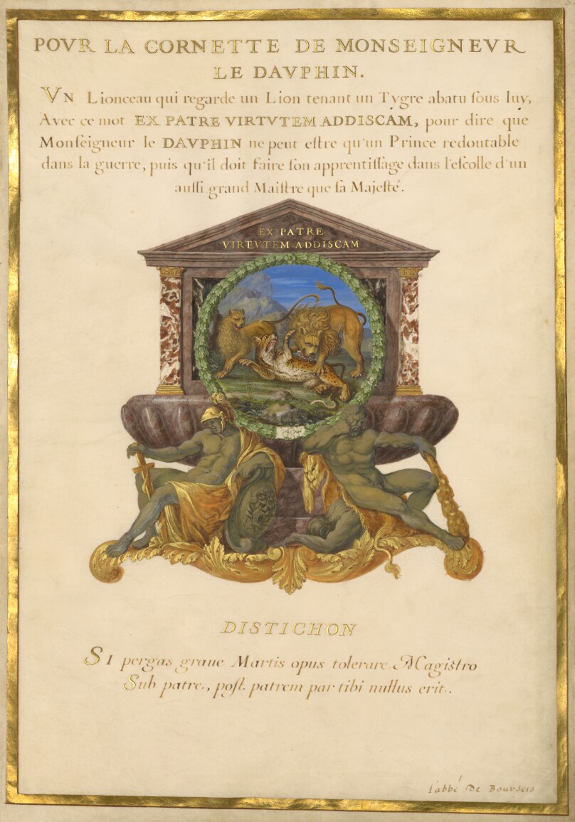 Escutcheon with a Lion Attacking a Cheetah