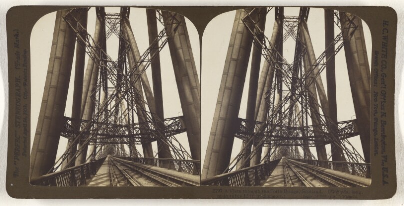 A Vista through the Forth Bridge, Scotland. (2765 yds. long, main tubes 12 ft. in diameter.)