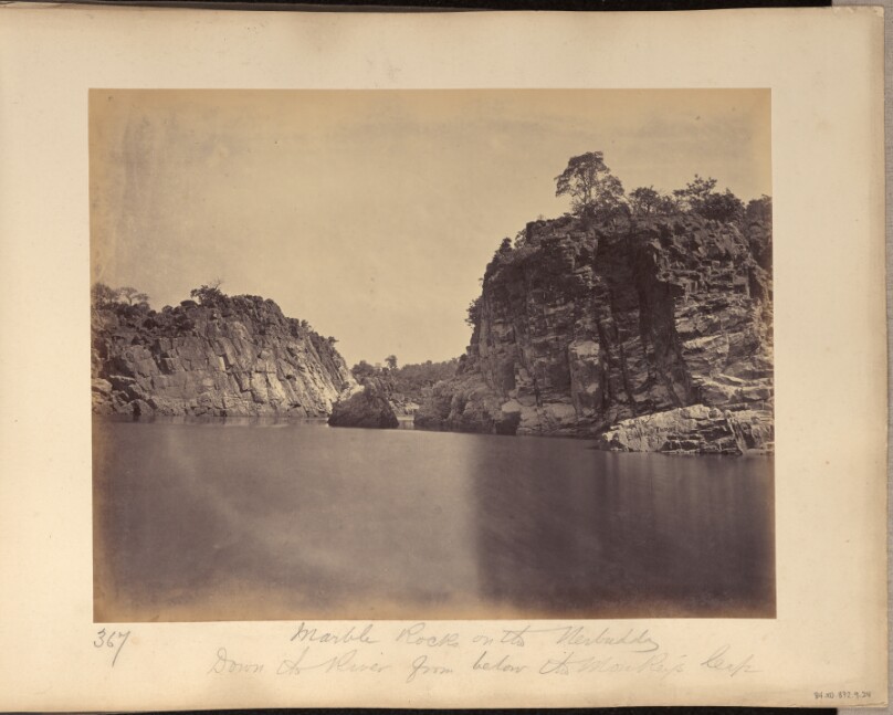 Marble Rocks on the Nerbudda. Down the River from below the Monkey's Leap