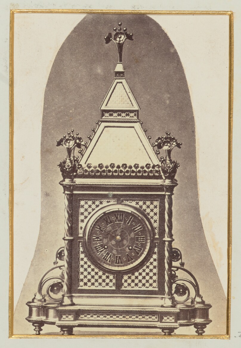 [Ornate table clock]