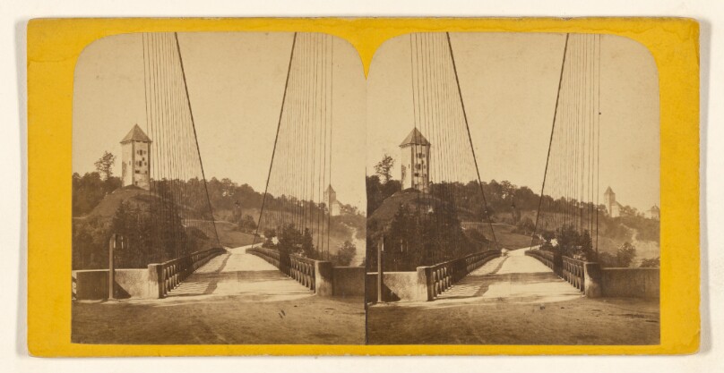 Fribourg. Vue perspective du Pont du Gotteron.