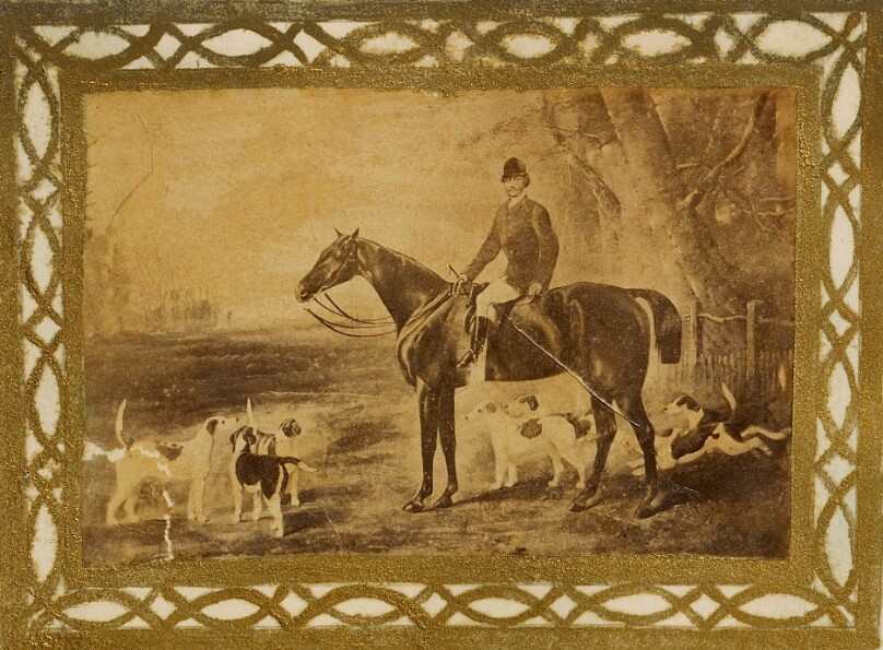 [Painting of fox hunting scene]
