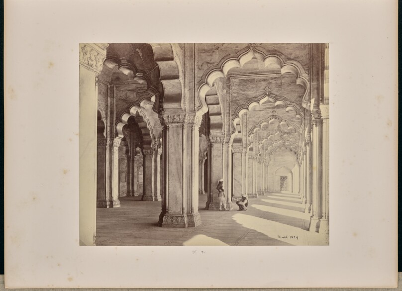 Agra; Interior of the Motee Musjid, Showing the Marble Saracenic Arches and Pillars