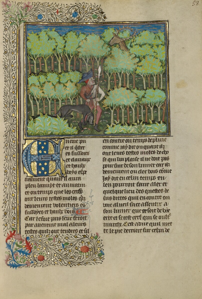 A Hunter and a Dog Tracking in a Forest