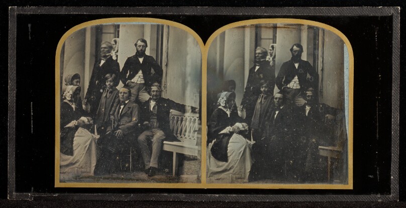 [Group portrait of eight Eynard-Lullin family members]