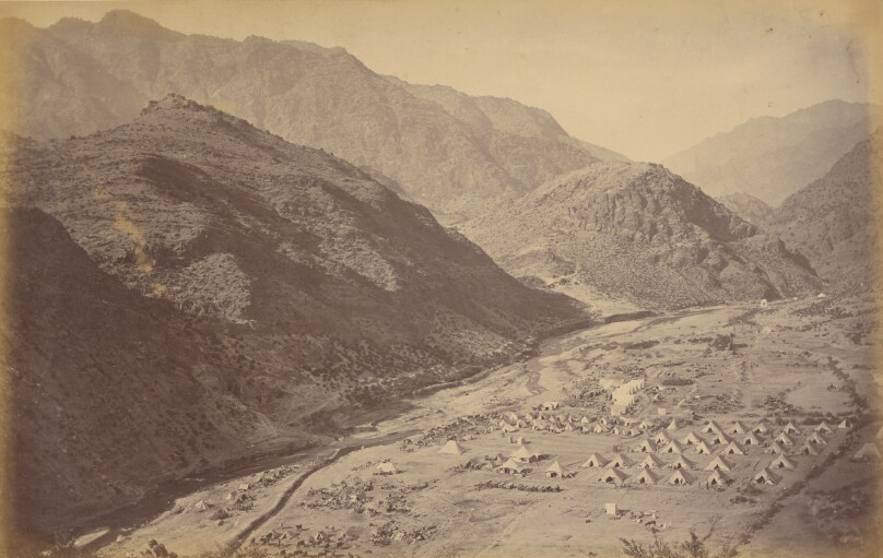 Ali Musjid and Camp from Sultan Tarra, showing Sunga where Major Birch and Lieutenant Fitzgerald, 27th Punjab Infantry, were killed