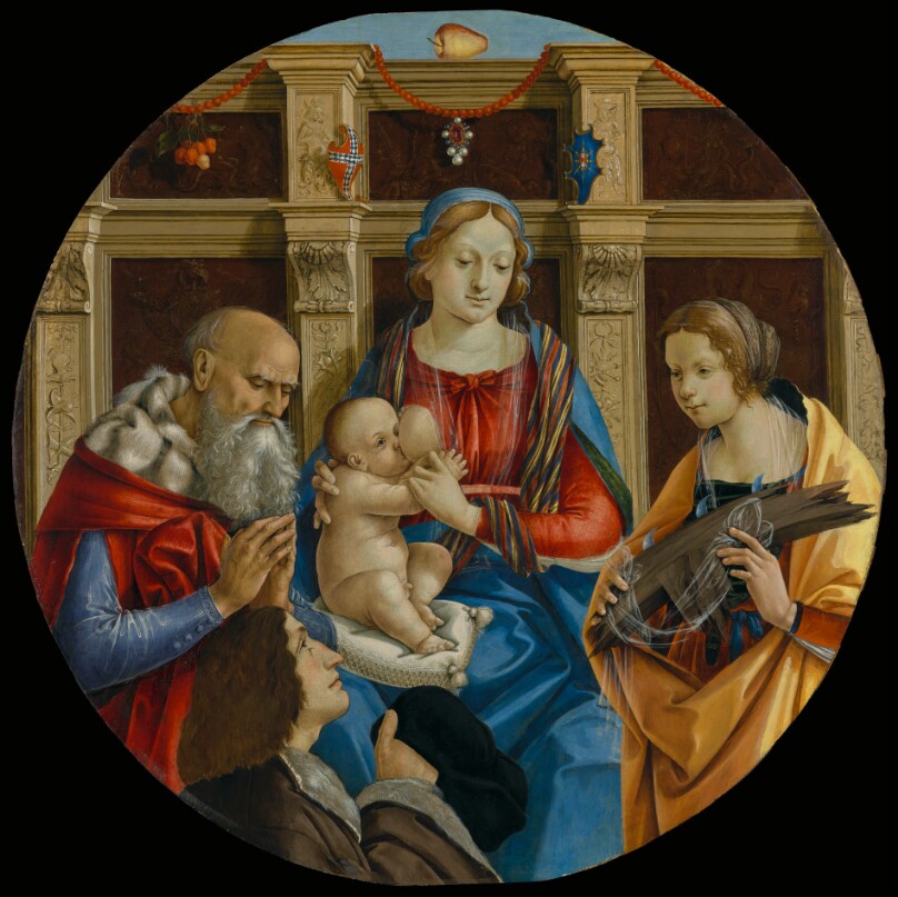 Madonna and Child with a Male Saint, Catherine of Alexandria and a Donor