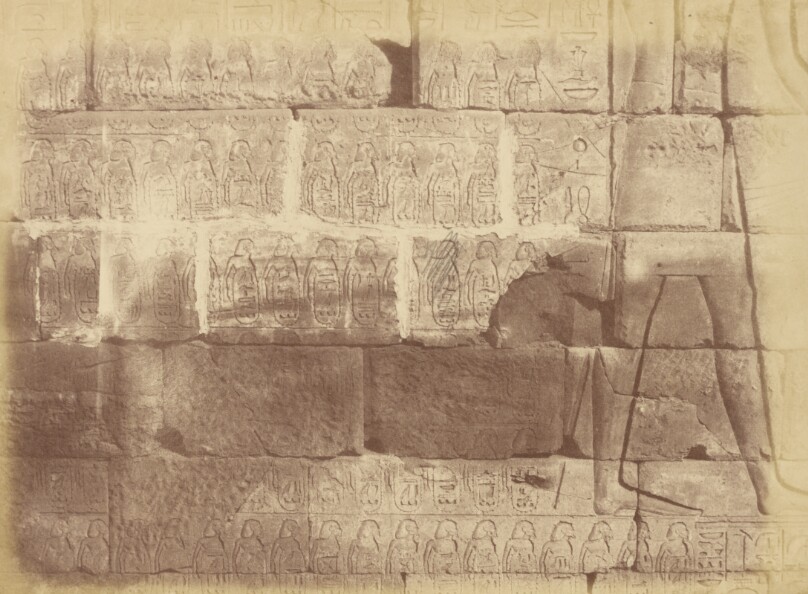 [Close-up View of Hieroglyphic Inscriptions and Sculptures (List of the Defeated Nations), Karnak]