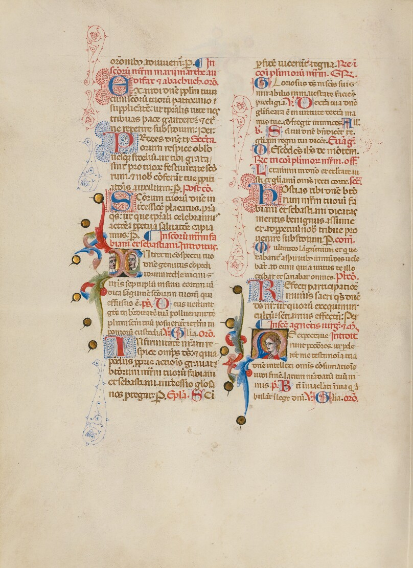 Initial I: Saints Fabian and Sebastian; Initial M: Saint Agnes