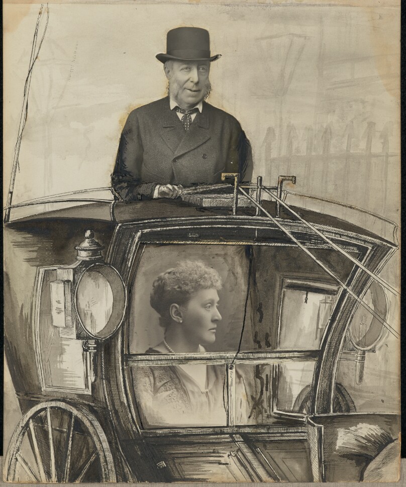 [Woman in a carriage with her driver]