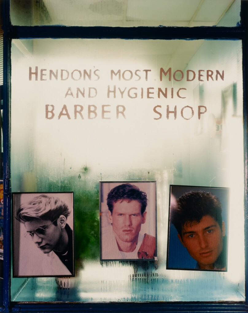 Barbershop Window at Night, Hendon, London, UK