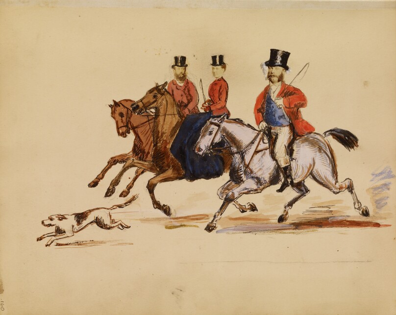 [Photo collage of hunt scene with Lord and Lady Yarborough]