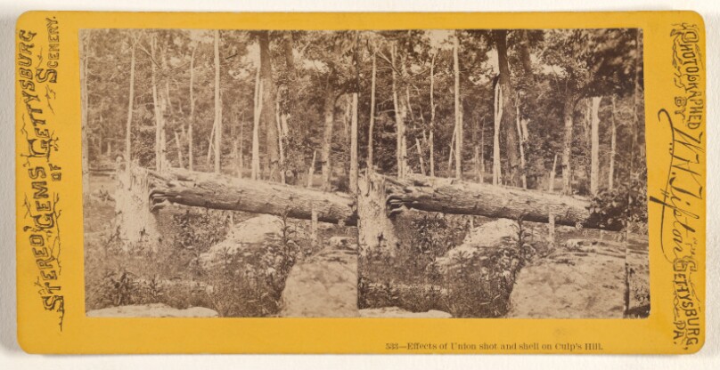 Effects of Union shot and shell on Culp's Hill.