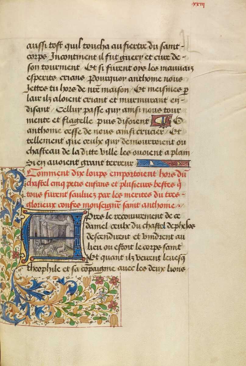 Initial A: Saint Anthony Saving Five Children from Wolves