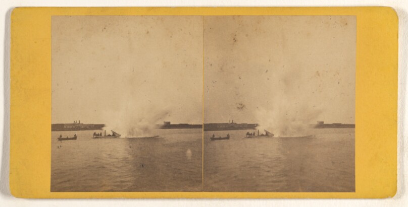 Stereoscopic View of First Torpedo ever Photographed Sept 25th 1871.