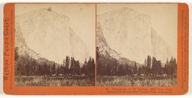 Tutocanula, or El Capitan, 3600 feet, from the foot of the Mariposa Trail, Yosemite Valley, Mariposa Co.
