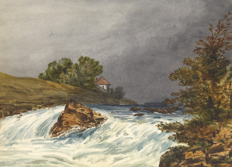 [River Scene with House]