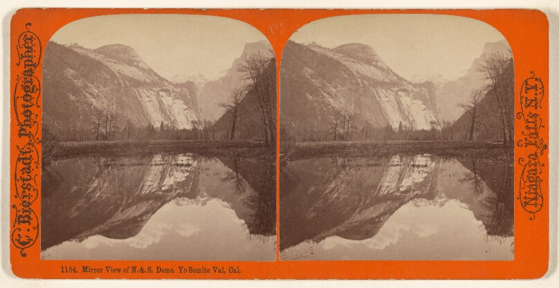 Mirror View of N. & S. Dome, Yo Semite Val, Cal.