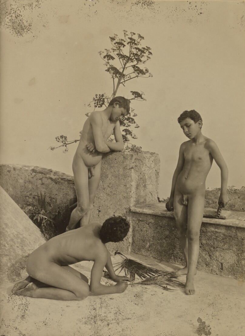 [Three nude youths]