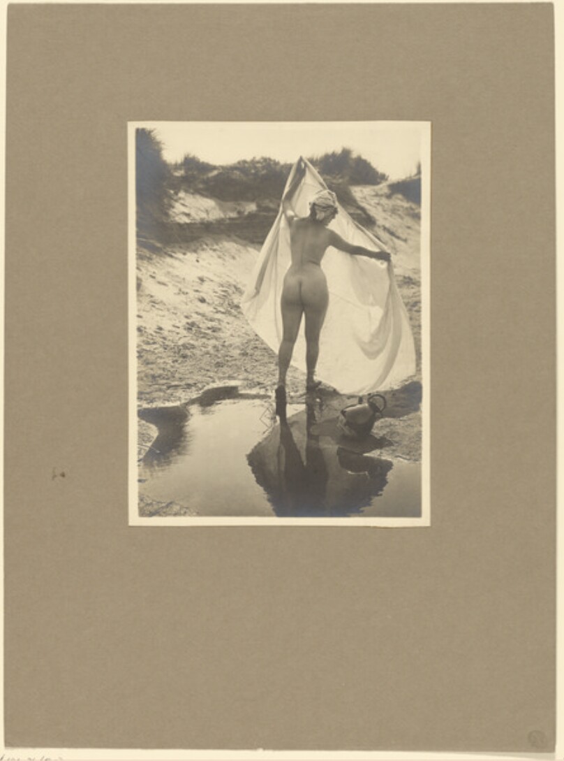 [Female nude with sheet]