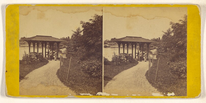 A Visit to the "Central Park" in the Summer of 1865. Boat House on the Lake.