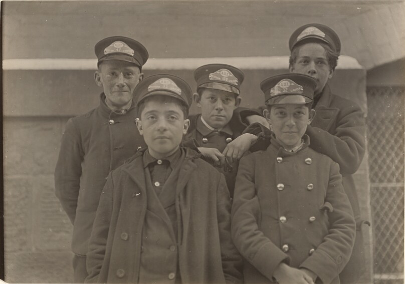 [Five Western Union Messenger Boys]