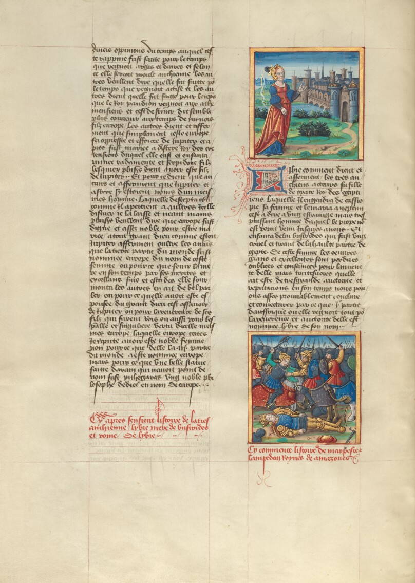 Libya, Queen of Libya, Gesturing to Her Kingdom; The Death of Marpesia, Queen of the Amazons
