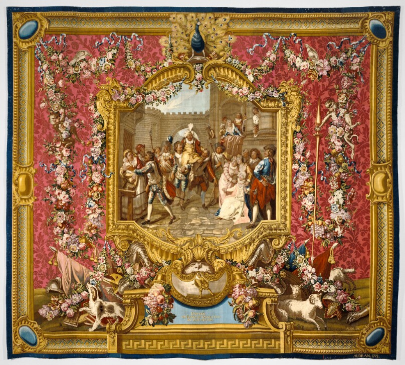 Tapestry: L'Entrée de Sancho dans l'Ile de Barataria, from L'Histoire de don Quichotte Series