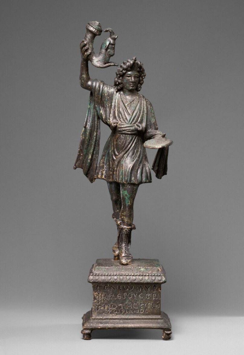 Statuette of the Lar/Genius of Aurelius Valerius and Base