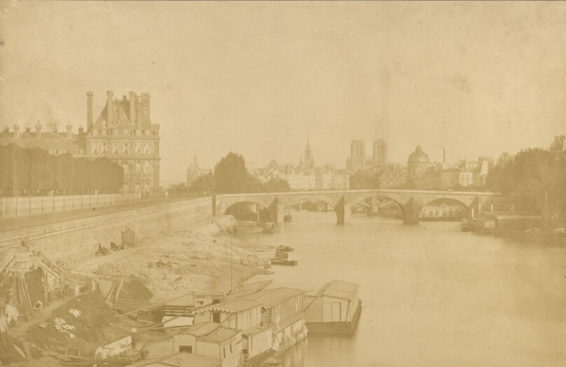 [The Louvre and Notre Dame from the Seine]