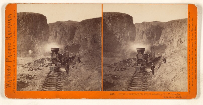 First Construction Train passing the Palisades, Ten Mile Cañon