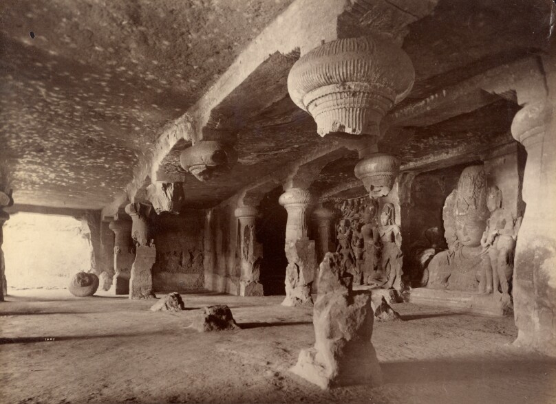 Interior Showing Trimutti [sic], Elephanta Cave, Bombay
