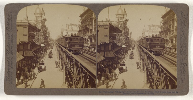 New York's great "shopping" district and Elevated Railway. - Sixth Avenue from 18th St.