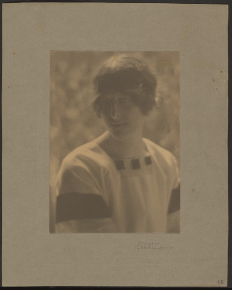 [Bust Length Portrait of Clare Shepard Wearing Glasses]