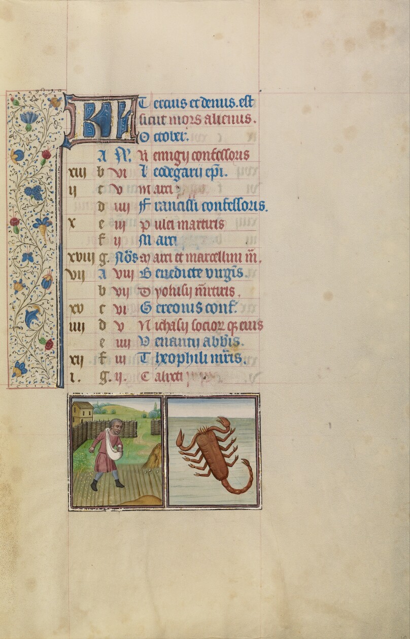 October Calendar Page; Sowing; Scorpio