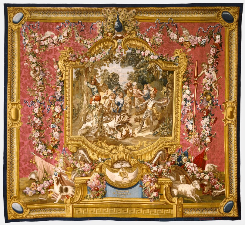 Tapestry: La Poltronnerie de Sancho à la chasse, from L'Histoire de don Quichotte Series