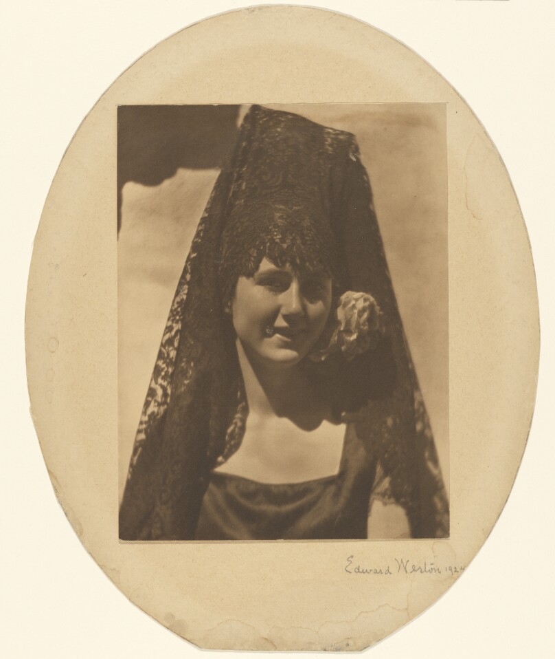 [Alice Leone Moats with a Mantilla and Rose].