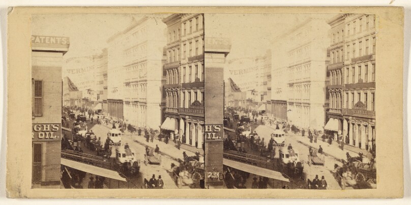 Broadway - Showing the East Side from Duane St., with the Beautiful Marble Buildings Recently Erected.