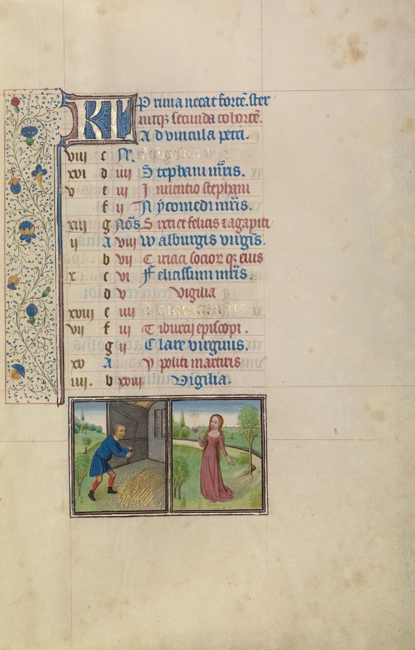 August Calendar Page; Threshing; Virgo