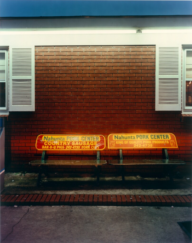 Benches @ Night, Wilber's BBQ, US 70, Goldsboro, North Carolina
