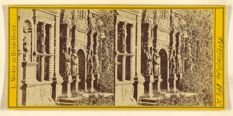 [Facade of a building with statues, Heidelberg, Germany]