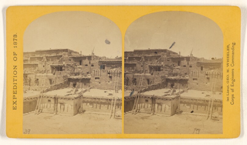 Indian Pueblo of Zuni, New Mexico; view from the inerior. The "Pueblo" or town, encloses a quadrangular area within....