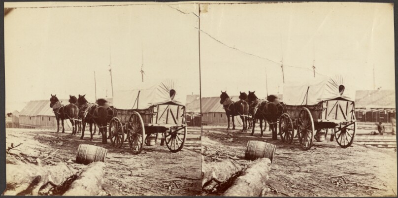 Army wagon going to commissary depot, City Point, for supplies