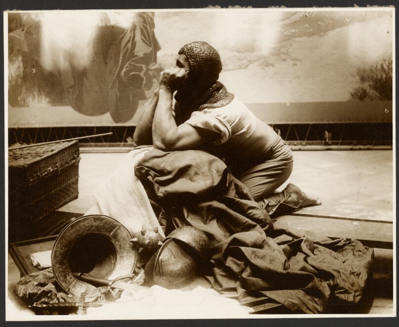 [Male Model as Ancient Warrior Praying]