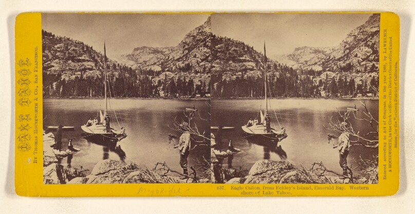Eagle Canon, from Eckley's Island, Emerald Bay. Western shore of Lake Tahoe.