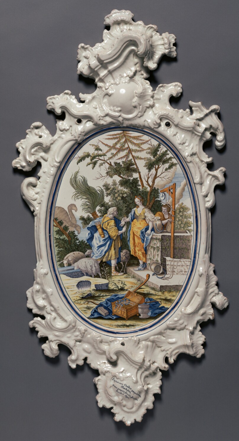 Plaque depicting Jacob choosing Rachel to be his Bride
