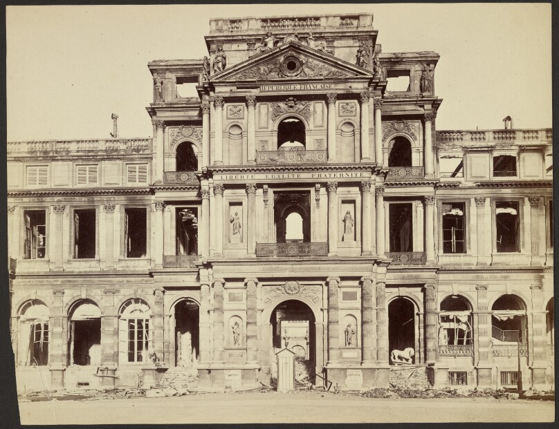 [Government building in ruins]